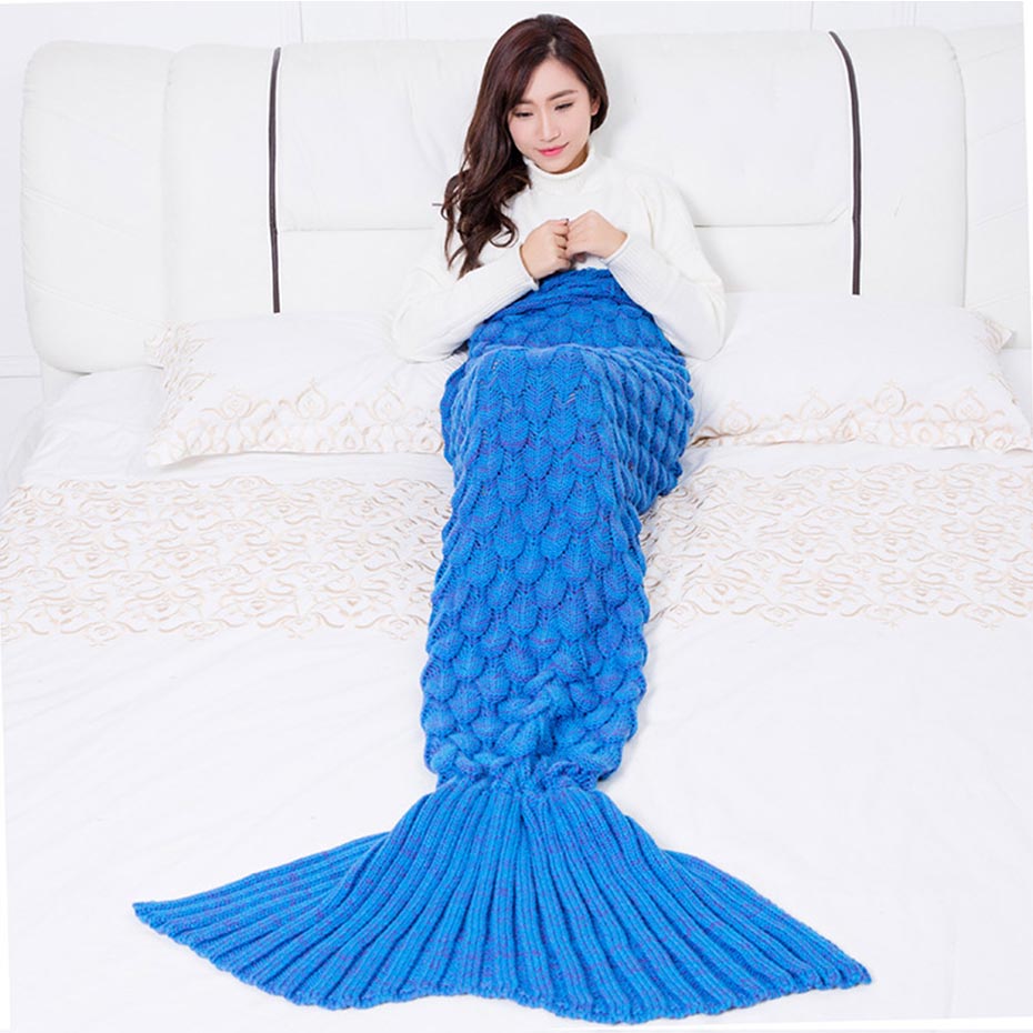 VIP LINK ISINOTEX Soft Knitted Mermaid Tail Blanket Crochet Handmade Sleeping Bag for Kids Adult Best Birthday Christmas Gift